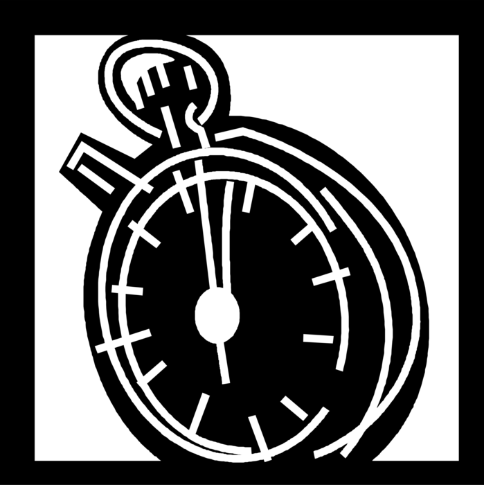 Vector Illustration of Stopwatch Handheld Timepiece Measures Elapsed Time