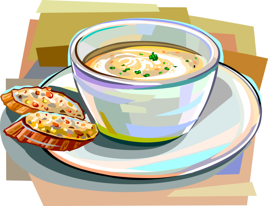 Vector Illustration of Traditional British Cuisine, Soup Broth
