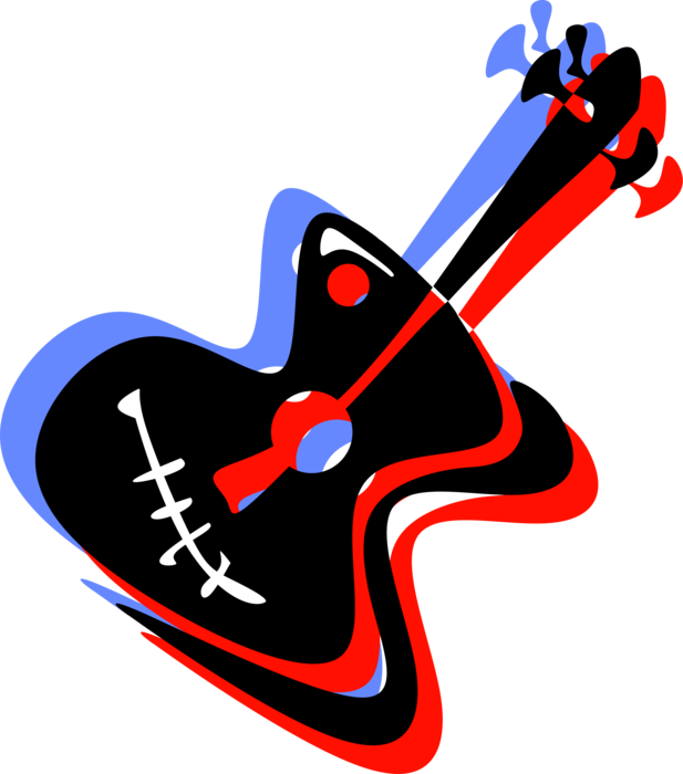 Vector Illustration of Acoustic Guitar Stringed Musical Instrument