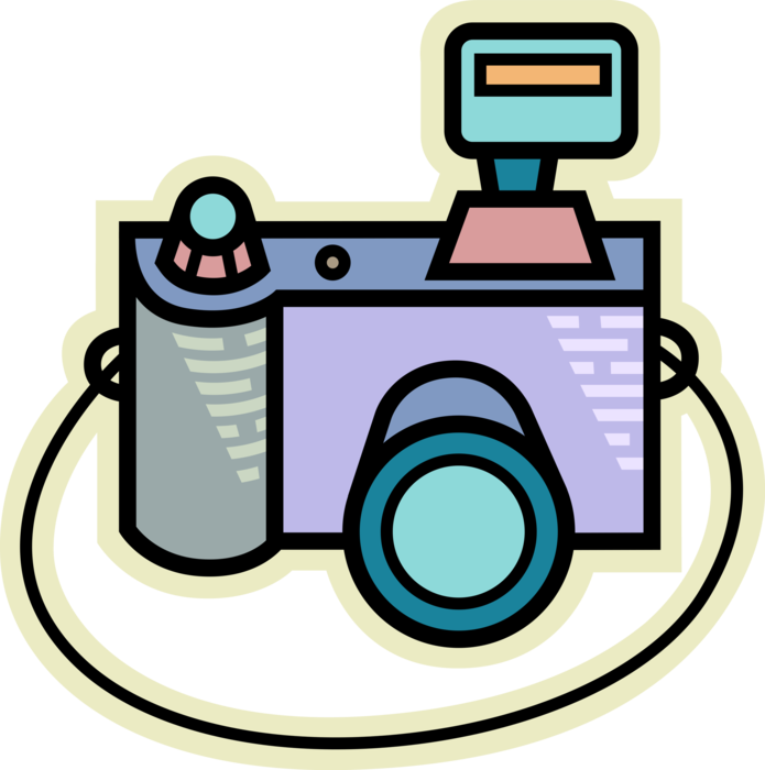 Vector Illustration of Optical Photography Camera Captures Photographic Images