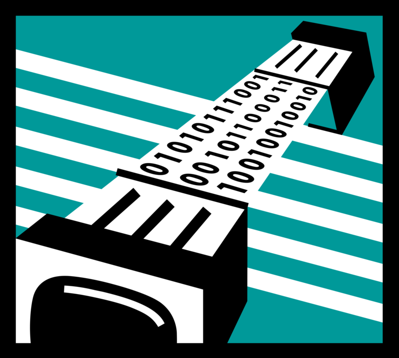 Vector Illustration of Information Technology Data Transmission with Digital Binary Code