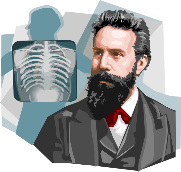 Vector Illustration of Wilhelm Conrad Röntgen, German Physicist Discovered X-Rays