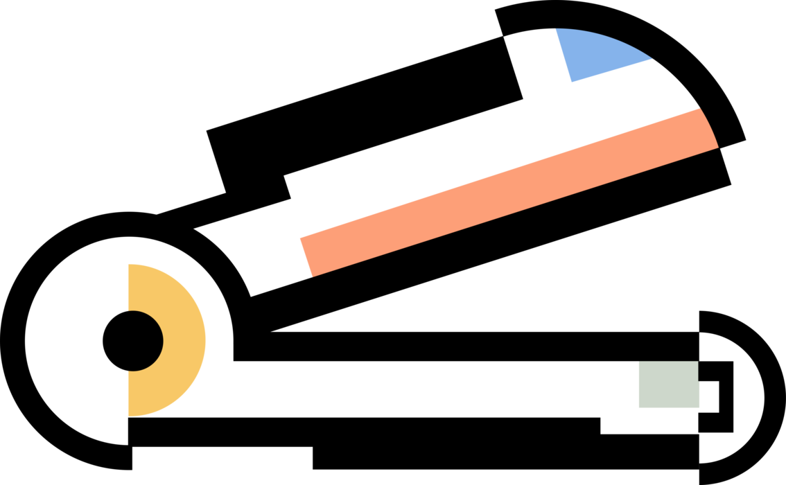 Vector Illustration of Stapler Mechanical Device Joins Pages of Paper with Thin Metal Staple