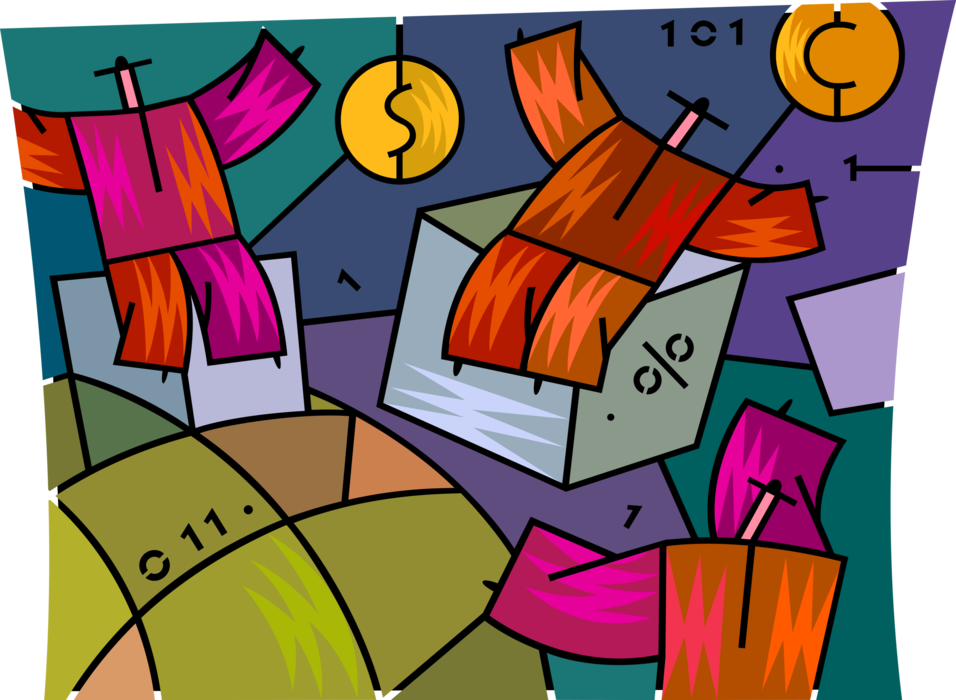 Vector Illustration of Business Associates Celebrate Market Supremacy Generating Corporate Revenue in Global Economy