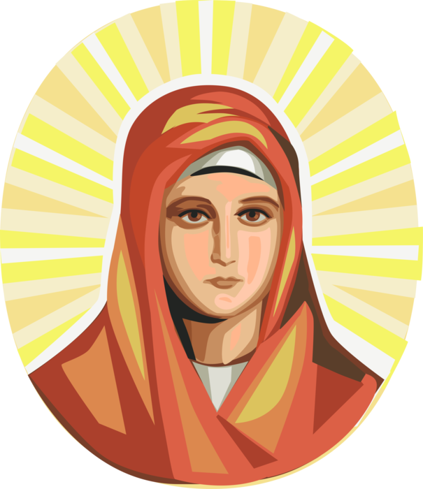 Vector Illustration of Virgin Mary, Mother of Jesus Christ Venerated since Early Christianity