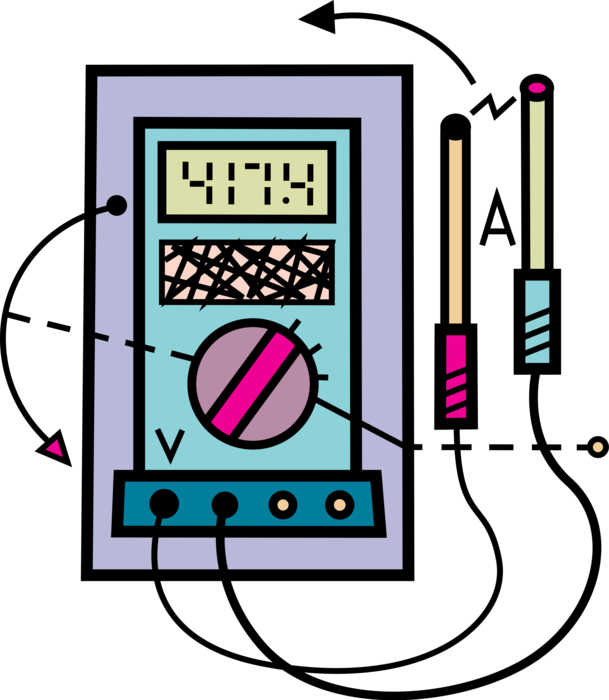 Vector Illustration of Voltage Test Meter Determines Presence of Absence of Electric Alternating Current AC