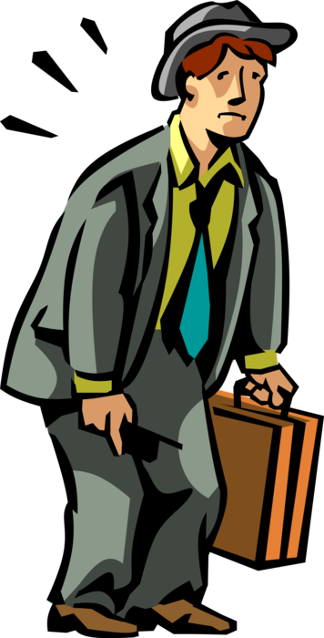 Vector Illustration of Failed Businessman Salesman Exhausted After Day of Cold Calling for New Business