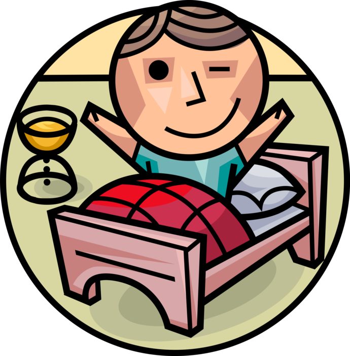Vector Illustration of Another New Day Waking Up in the Morning with Bed and Hourglass