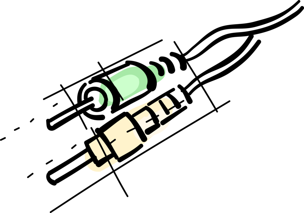 Vector Illustration of Computer Peripheral Device Audio Cable Jack Connectors