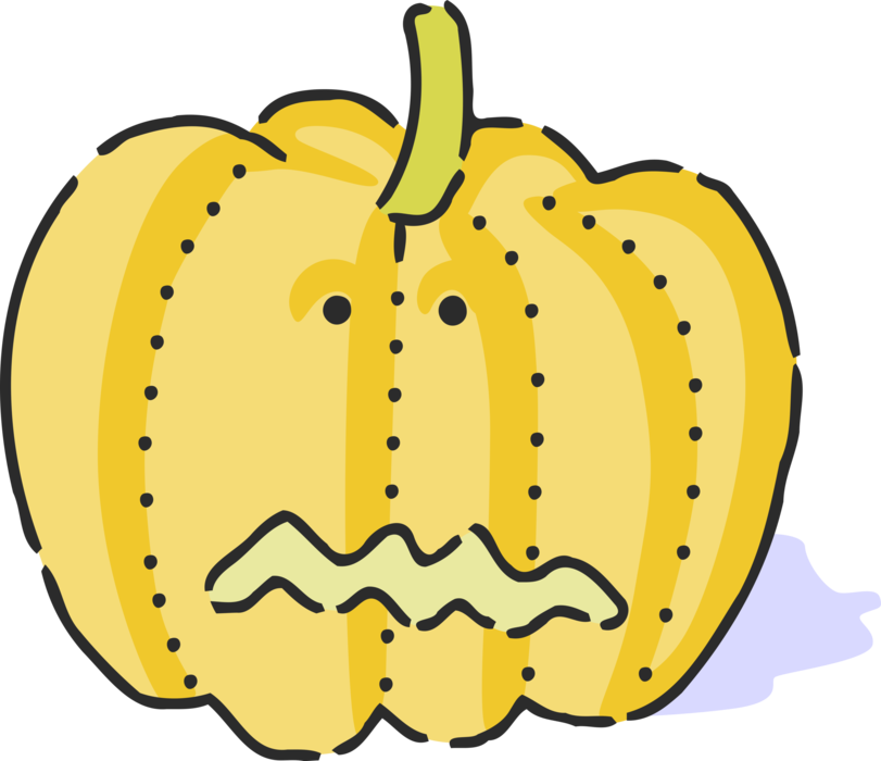 Vector Illustration of Scary Halloween Jack-o'-lantern Carved Pumpkin