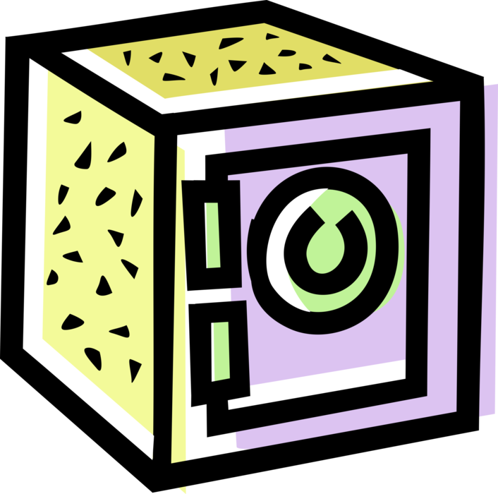 Vector Illustration of Safe Strongbox or Coffer is Secure Lockable Box for Valuables Against Theft