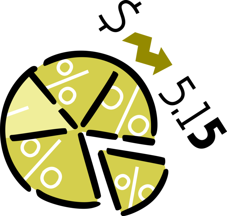 Vector Illustration of Corporate Profits Pie Chart Divided into Slices to Illustrate Numerical Proportion