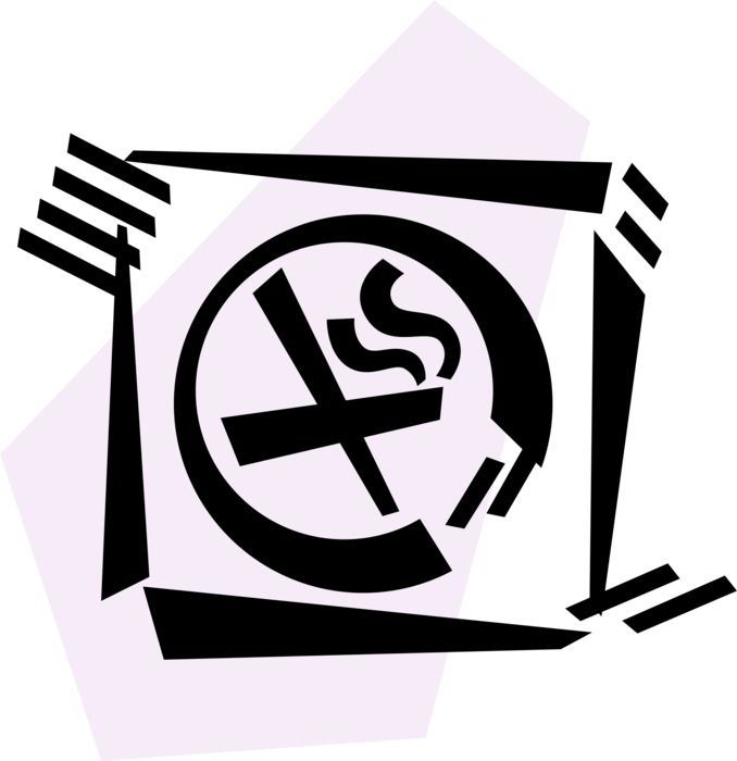 Vector Illustration of Tobacco Cigarette No Smoking or Smoking Cessation Sign