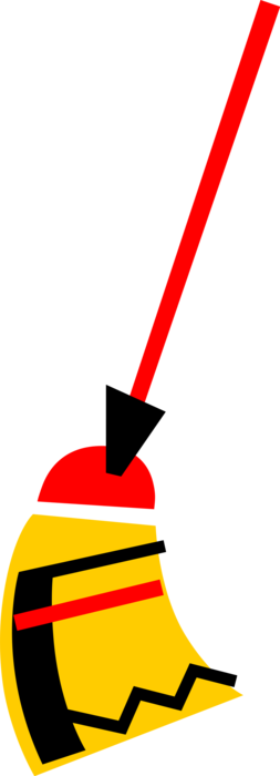 Vector Illustration of Straw Broom Cleaning Tool Sweeps Dirt and Dust from Floors