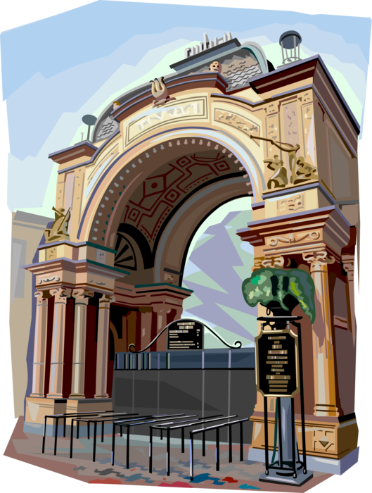 Vector Illustration of Tivoli Gardens Amusement Park and Pleasure Garden, Copenhagen, Denmark