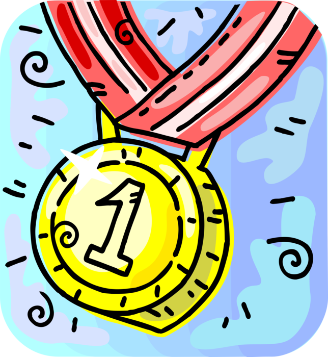 Vector Illustration of Medal or Medallion Recognizes Sporting, Military, Scientific, Academic Achievements