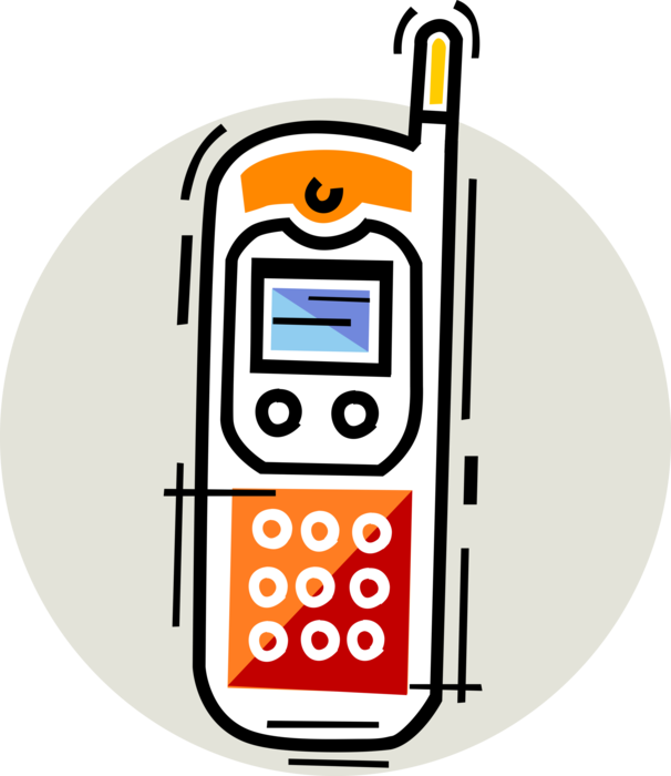 Vector Illustration of Mobile Smartphone Phone Telephone Makes and Receives Calls Over Radio Frequency Carrier