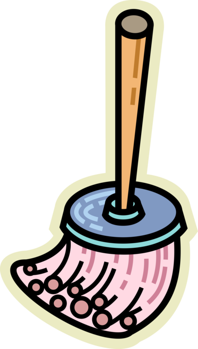 Vector Illustration of School Janitor Custodian's Mop for Cleaning Floors