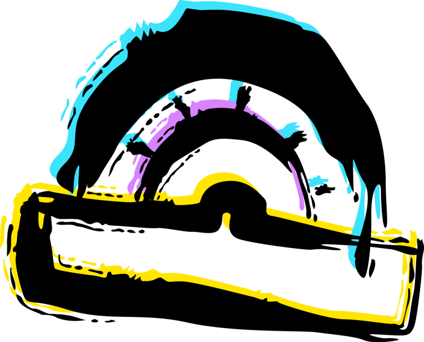 Vector Illustration of Geometry Protractor Measurement Instrument for Measuring Angles in Degrees