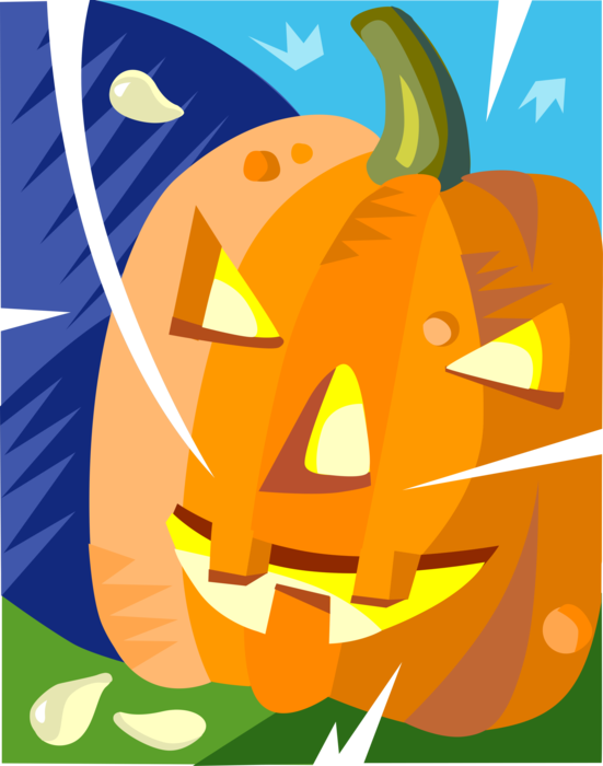 Vector Illustration of Halloween Trick or Treat Jack-o'-Lantern Carved Pumpkin