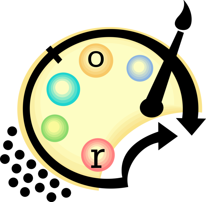 Vector Illustration of Visual Arts Artist's Paint Palette and Paintbrush