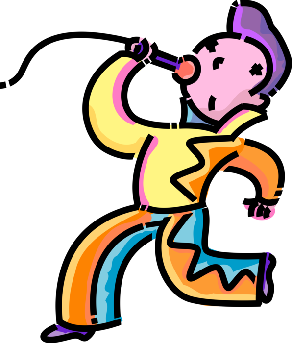 Vector Illustration of Primary or Elementary School Student Performs Singing as Child Elvis Impersonator with Microphone