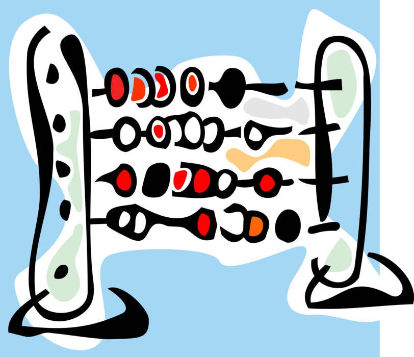 Vector Illustration of Abacus Counting Bead Frame Calculating Tool