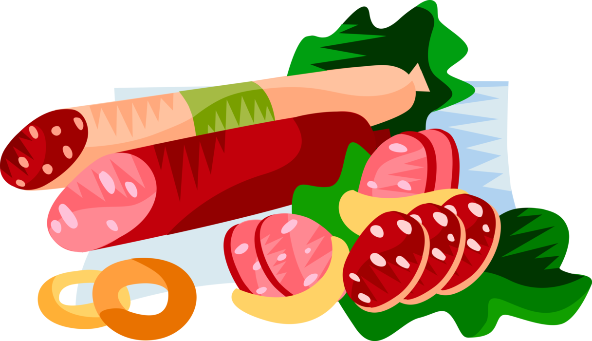 Vector Illustration of European Italian Cuisine Different Salsiccia Sausages