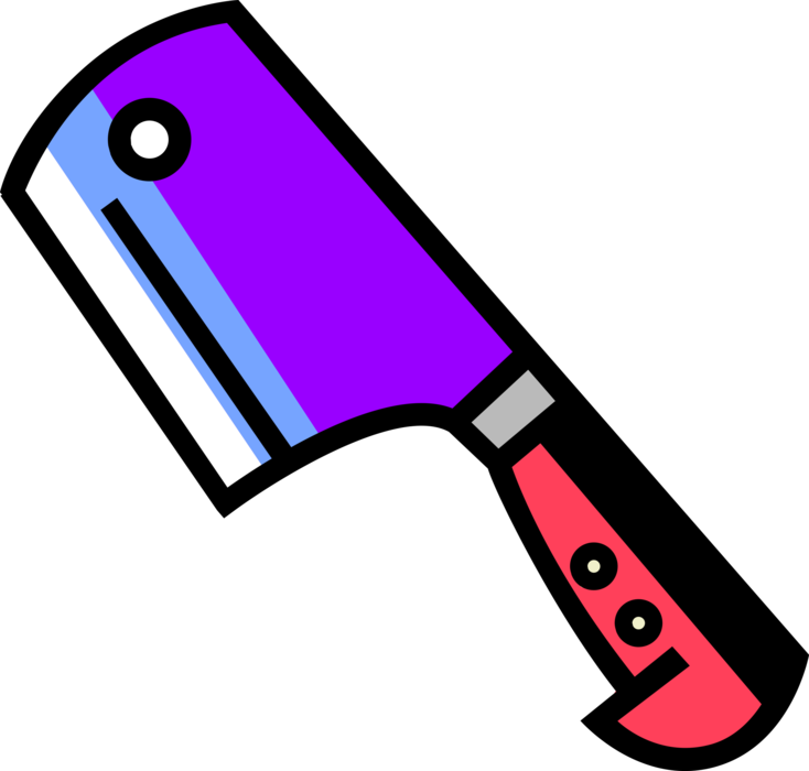 Vector Illustration of Kitchen Kitchenware Meat Cleaver Knife