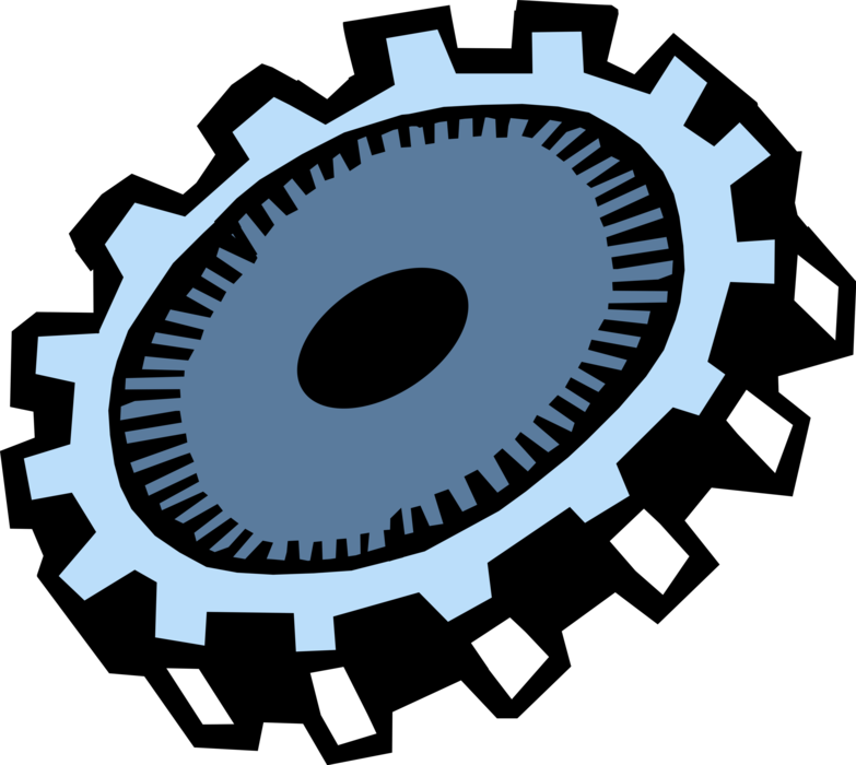 Vector Illustration of Economic Cogwheel Gear Rotating Machine Mechanism Symbolic of Industrial Manufacturing and Production