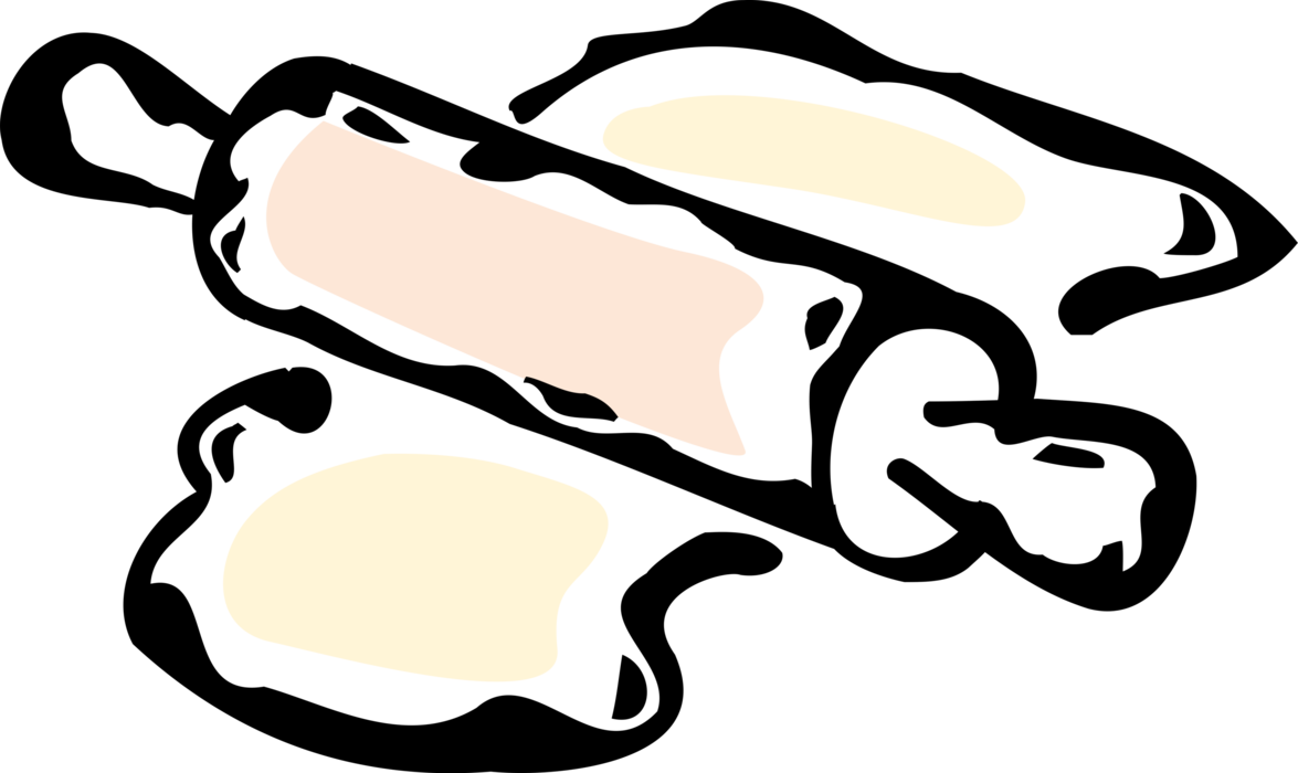 Vector Illustration of Kitchen Baking Rolling Pin Shapes and Flattens Dough