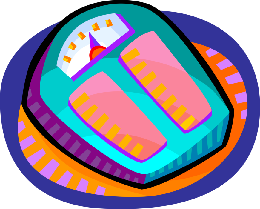 Vector Illustration of Bathroom Weigh Scale Force-Measuring Device for Weight Measurement