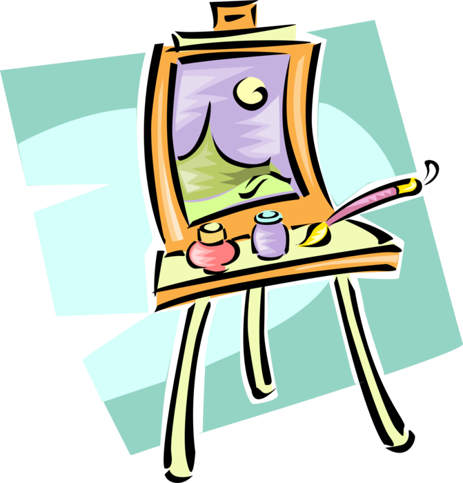 Vector Illustration of Visual Arts Artist's Easel for Supporting and Displaying Painting Canvas