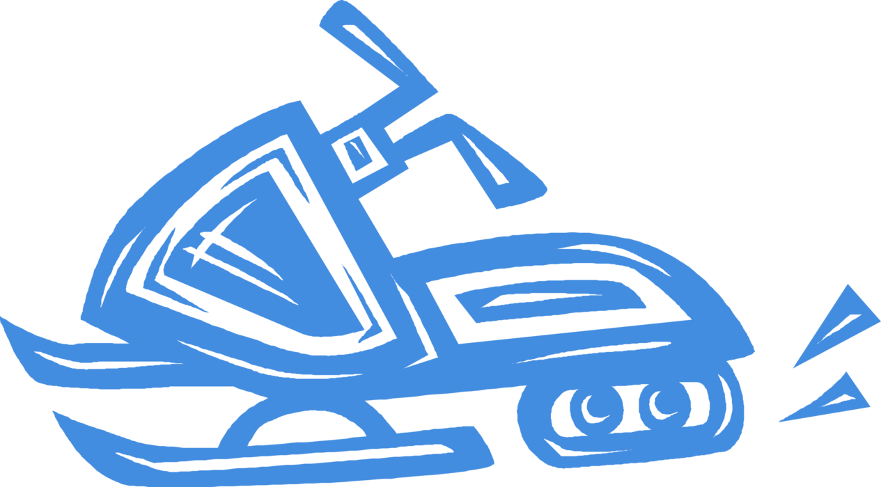 Vector Illustration of Snowmobile Snowmachine Vehicle for Winter Travel and Recreation on Snow