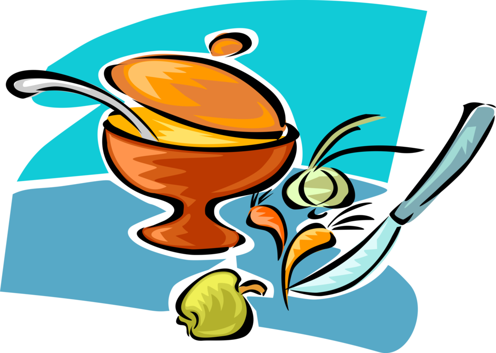 Vector Illustration of Kitchen Kitchenware Cooking Pot Saucepan with Fresh Vegetable Ingredients