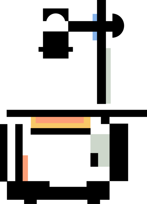 Vector Illustration of Overhead Projector Optical Projection Device Displays Images to Audience