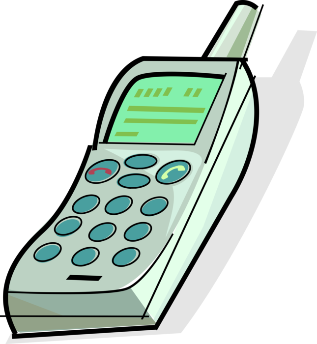 Vector Illustration of Cellular Mobile Smartphone Phone Portable Telephone Receives Calls Over Radio Frequency Carrier