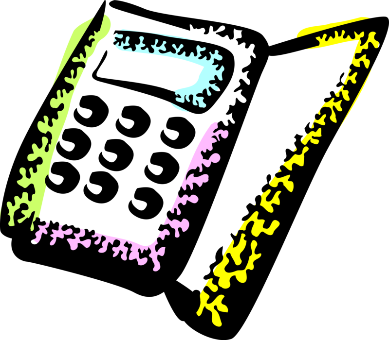 Vector Illustration of Calculator Portable Electronic Device Performs Basic Operations of Mathematics