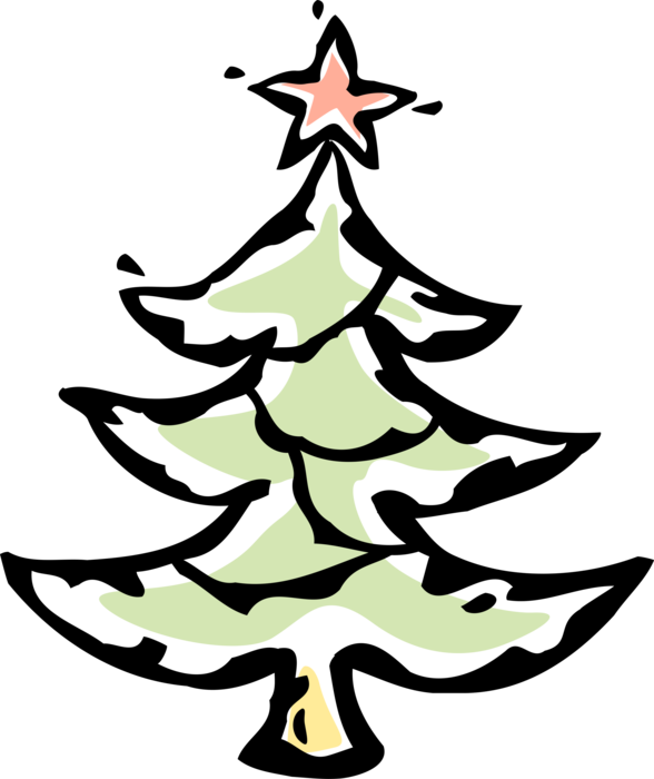 Vector Illustration of Evergreen Christmas Tree with Ornament Decorations