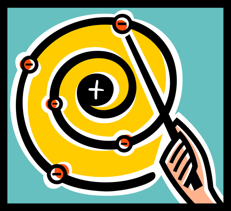 Vector Illustration of Spiral Sacred Symbol of Evolving Life Journey with Hand Pointing to Negative Electrical Charge
