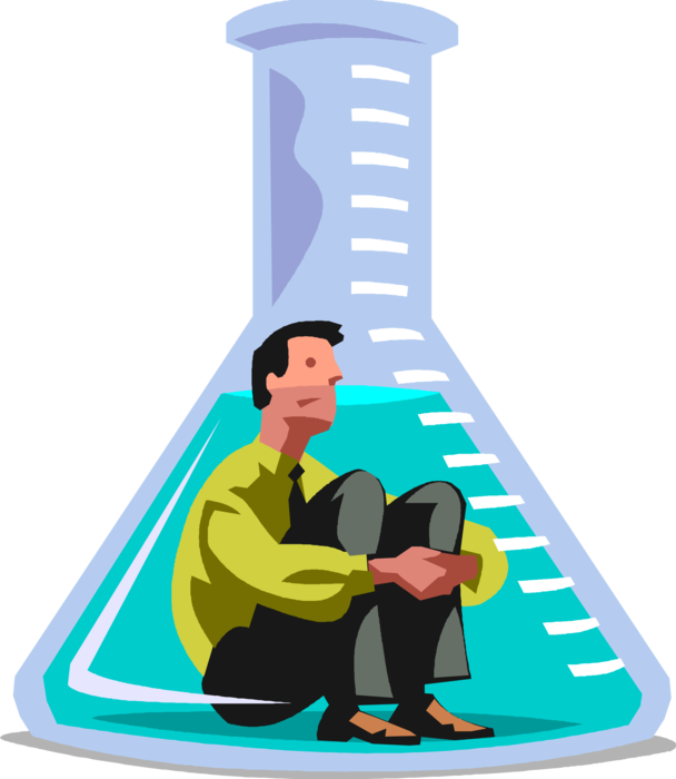Vector Illustration of Businessman Trapped in Science Glassware Beaker Flask