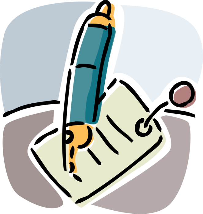 Vector Illustration of Fountain Pen Writing Instrument and Document