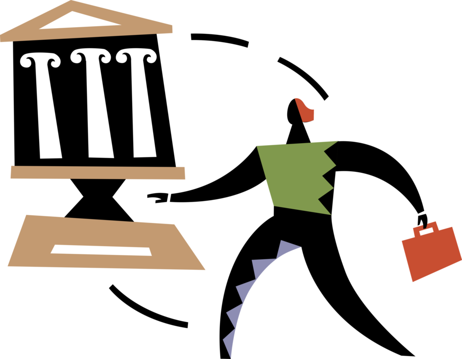 Vector Illustration of Businessman Accesses Online Financial Banking Services 