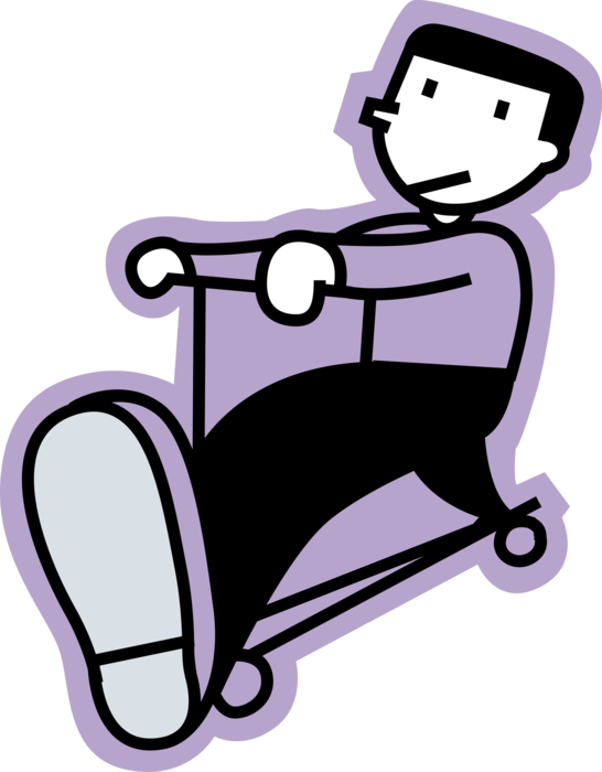 Vector Illustration of Child's Foot-Powered Kick Scooter Cycle with Step-Through Frame