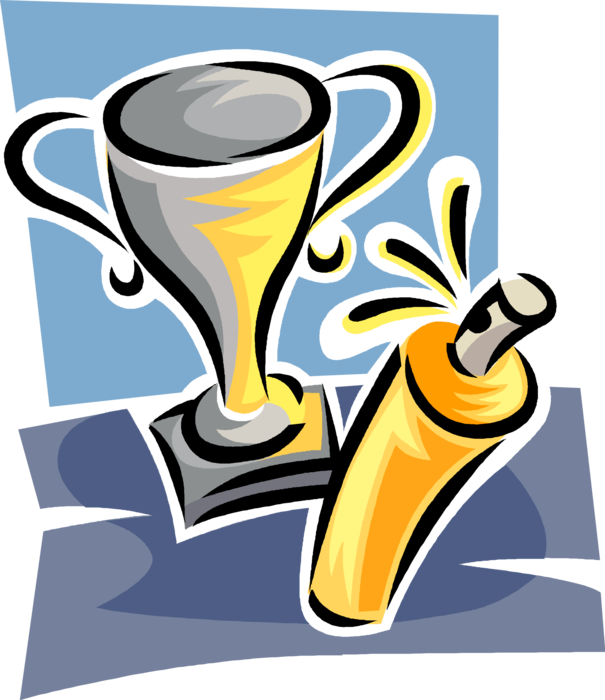 Vector Illustration of Trophy Recognizes Specific Achievement or Evidence of Merit with Spray Polish