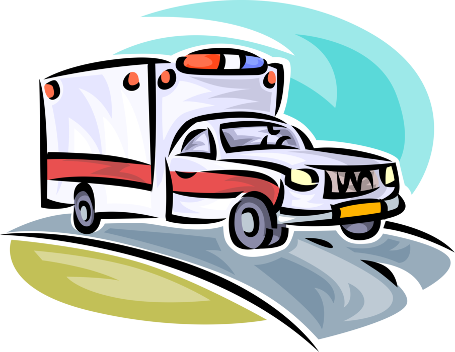 Vector Illustration of Paramedic Service Emergency Ambulance Vehicle