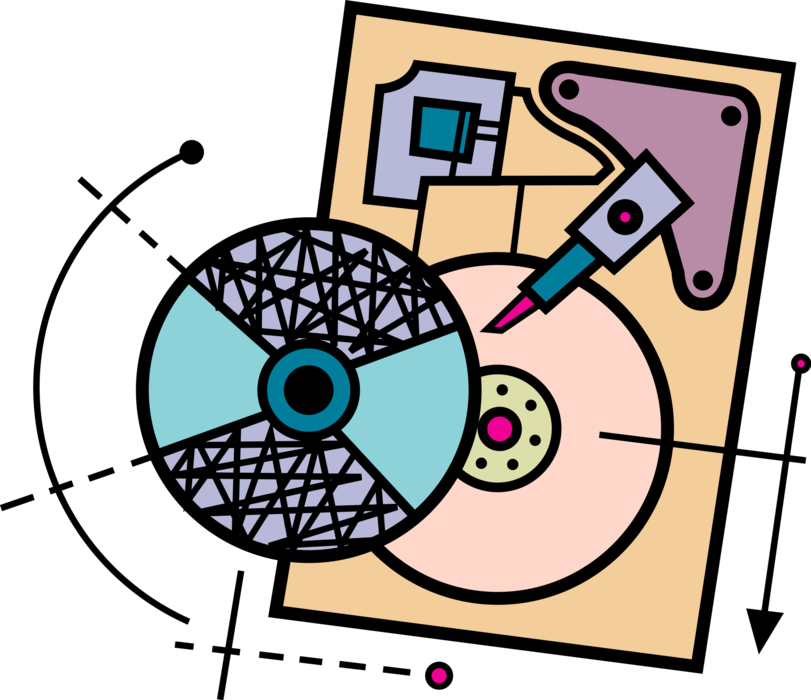 Vector Illustration of Computer Hard Disk Drive Digital Data Storage Device