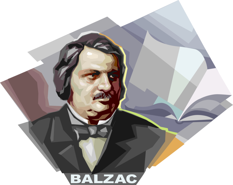 Vector Illustration of Honore De Balzac, French Novelist, Playwright, Realist Writer