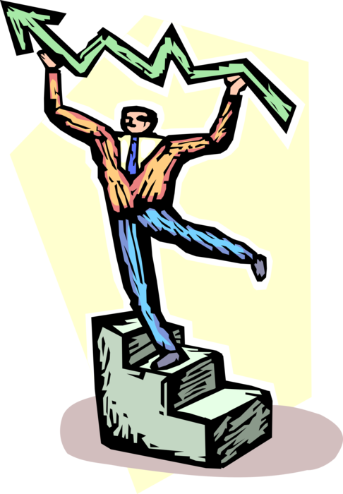 Vector Illustration of Businessman Climbs Stairs to Corporate Business Success
