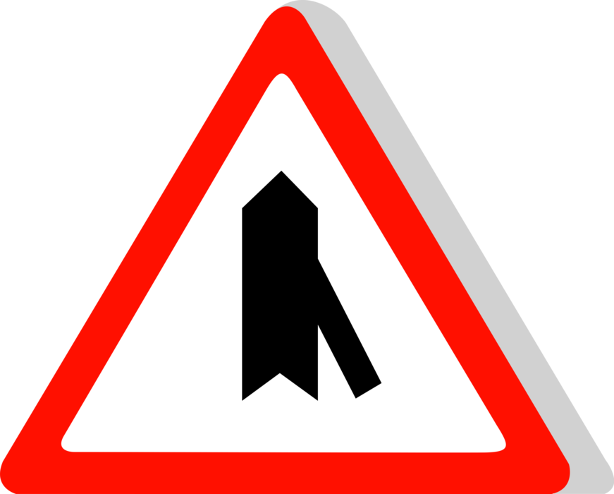 Vector Illustration of European Union EU Traffic Highway Road Sign, Merging Traffic from the Right